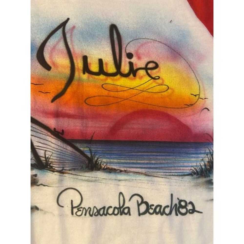 Vintage 80’s Airbrush beach baseball t shirt “Jul… - image 6