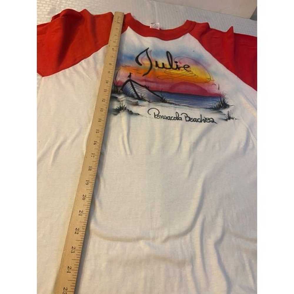 Vintage 80’s Airbrush beach baseball t shirt “Jul… - image 8