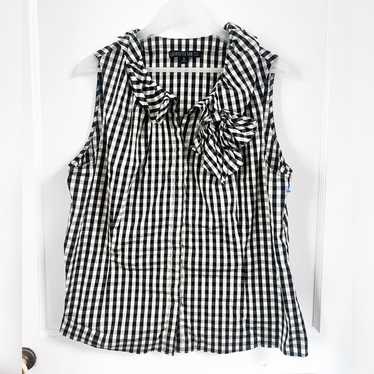 Lafayette 148 Gingham Button Down Sleeveless Top … - image 1