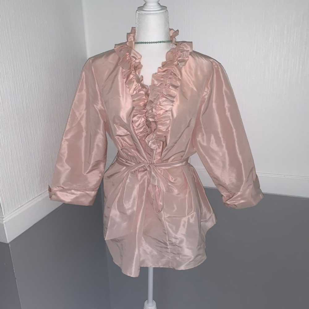 Lafayette148 pink silk ruffle blouse - image 1