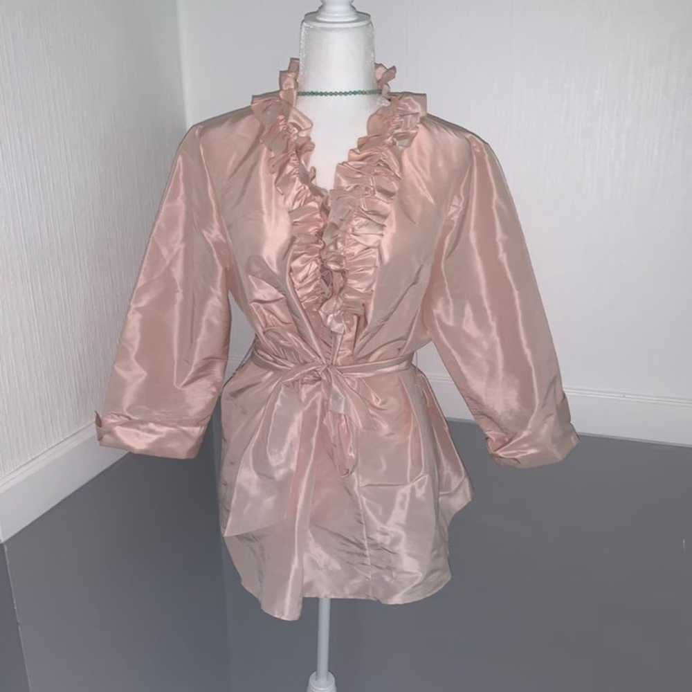 Lafayette148 pink silk ruffle blouse - image 2