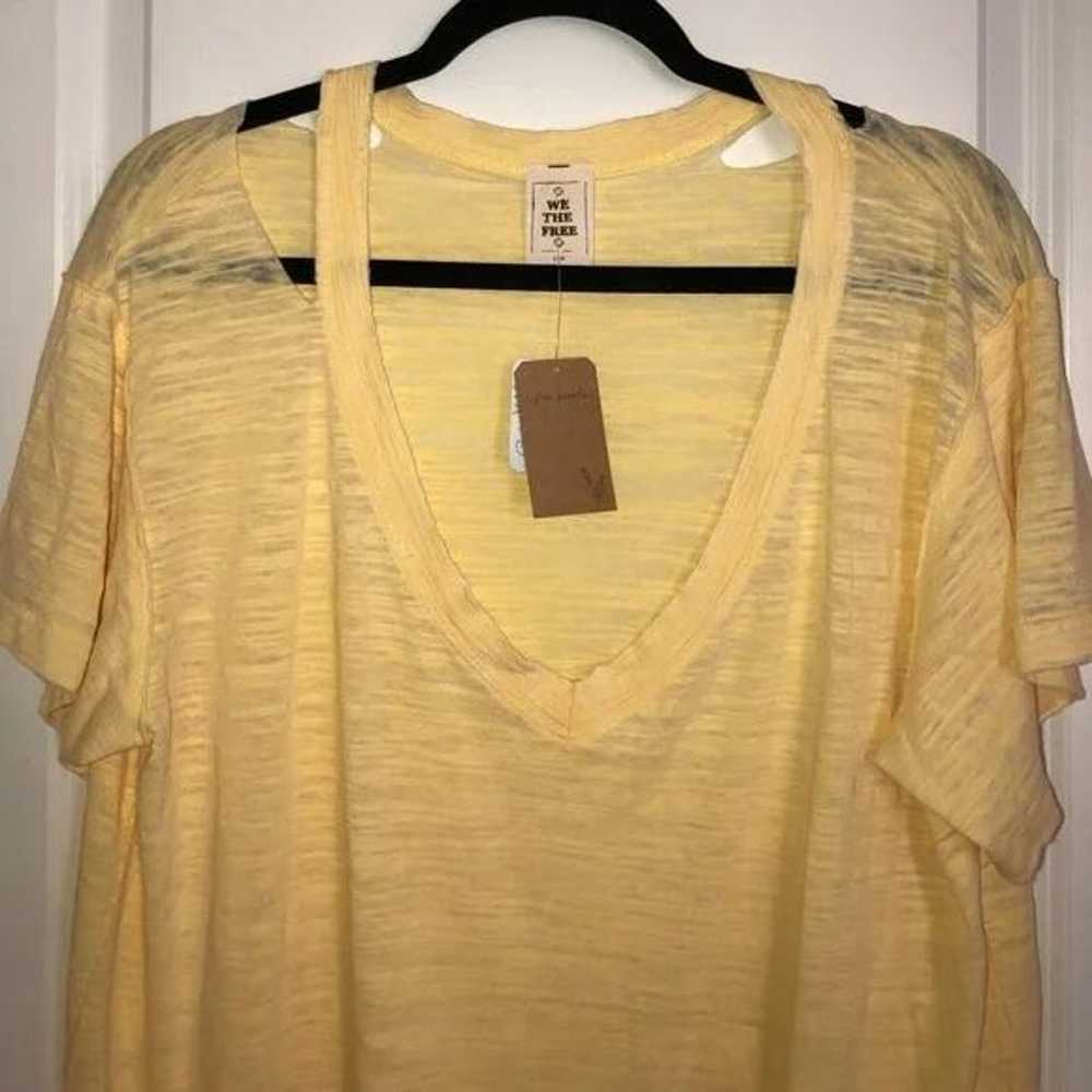 Free People Ripped T Shirt Yellow Size Large - image 1