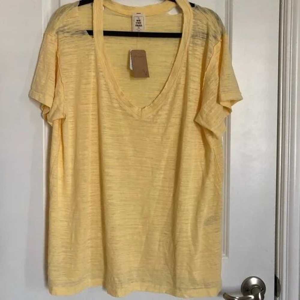 Free People Ripped T Shirt Yellow Size Large - image 5