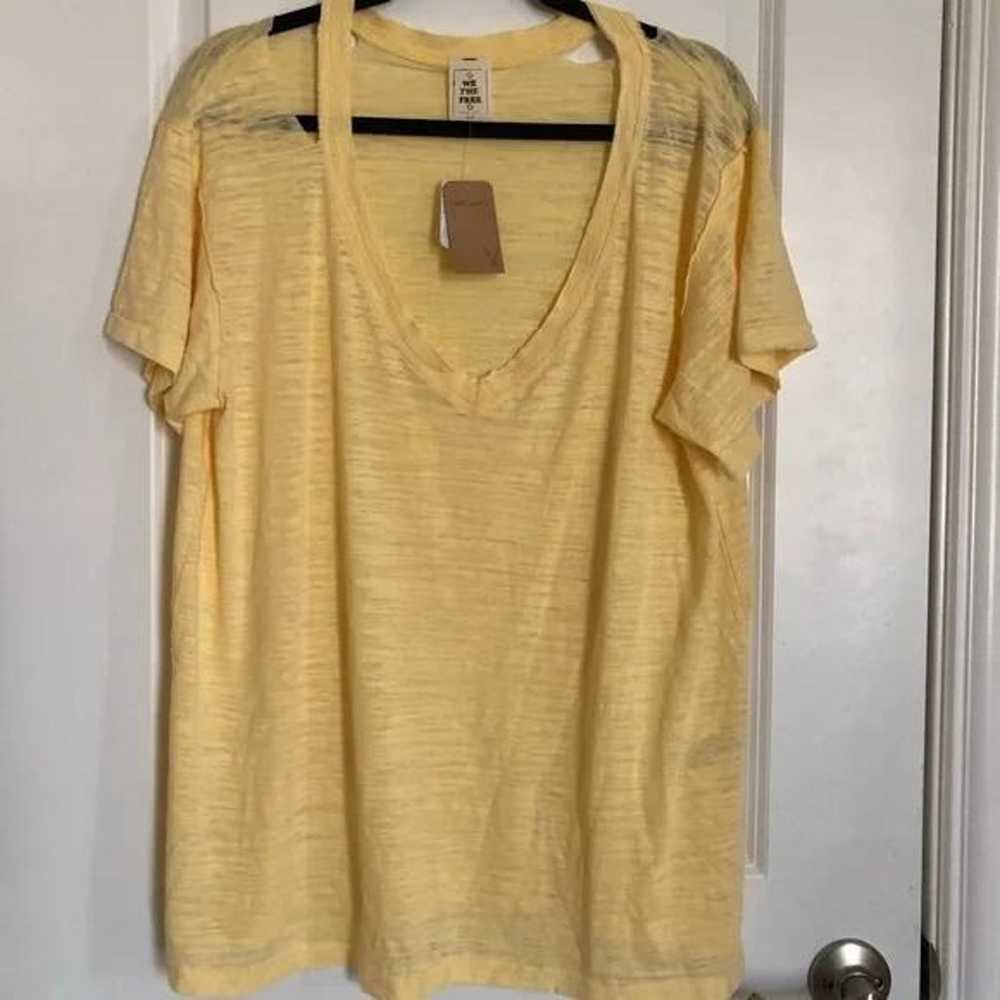 Free People Ripped T Shirt Yellow Size Large - image 6