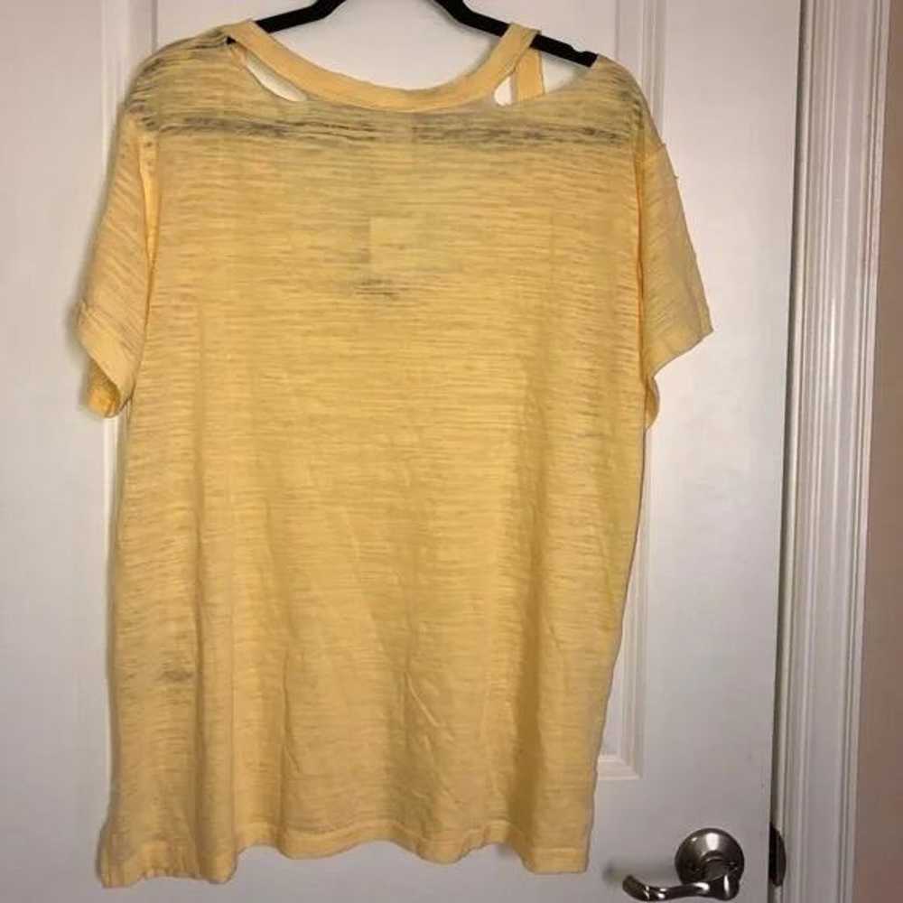 Free People Ripped T Shirt Yellow Size Large - image 7