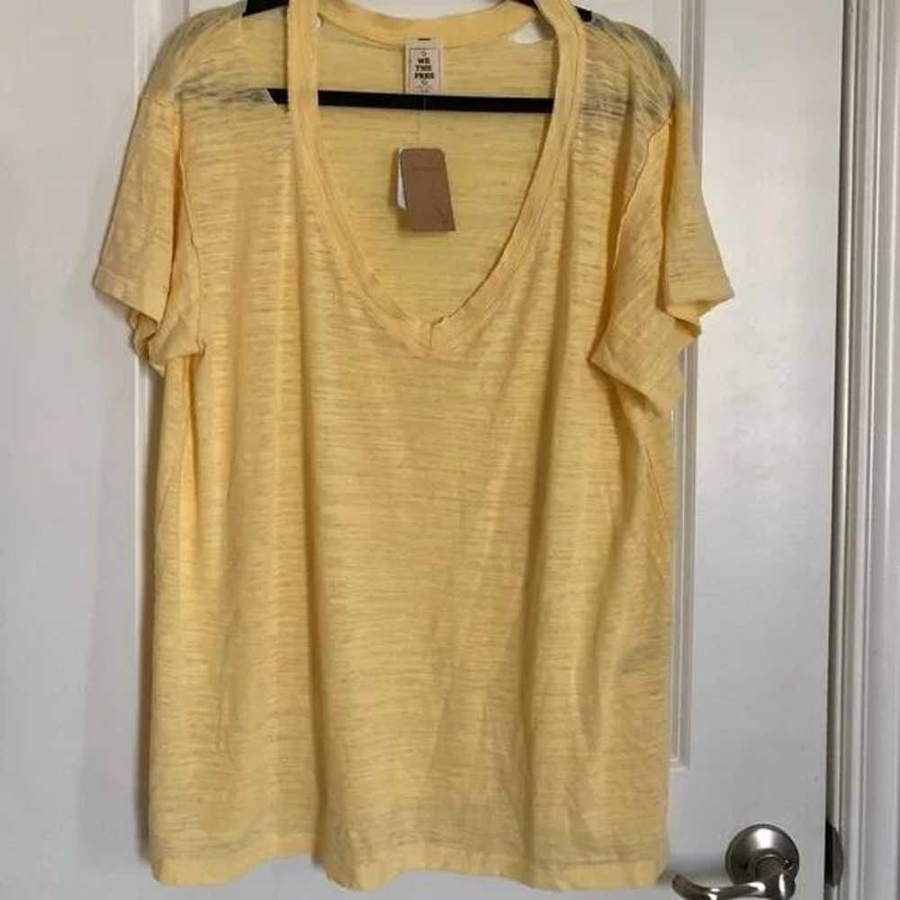 Free People Ripped T Shirt Yellow Size Large - image 8