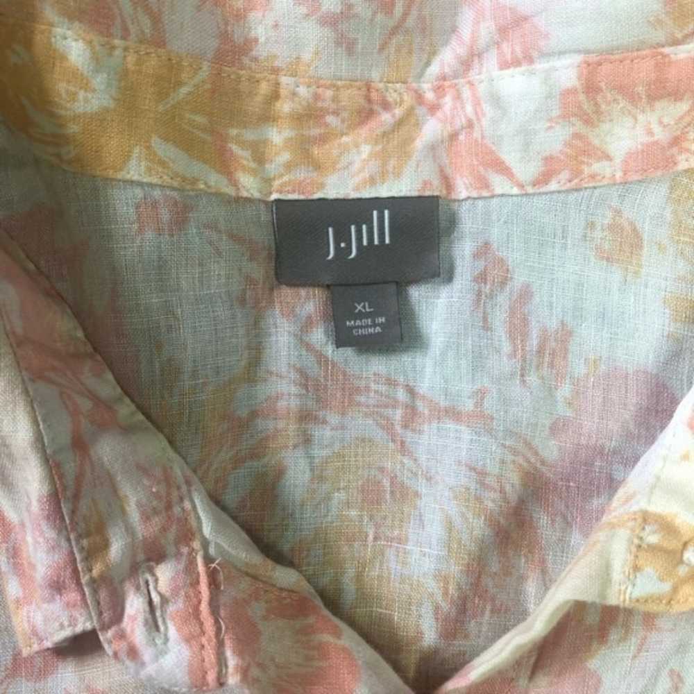 J. Jill Pastel Floral Linen Long Sleeve Button Do… - image 4