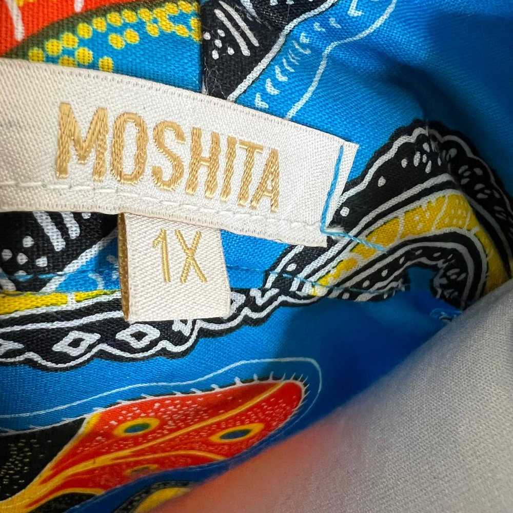 Moshita Couture Peplum Blouse Top 1X Blue Yellow … - image 10