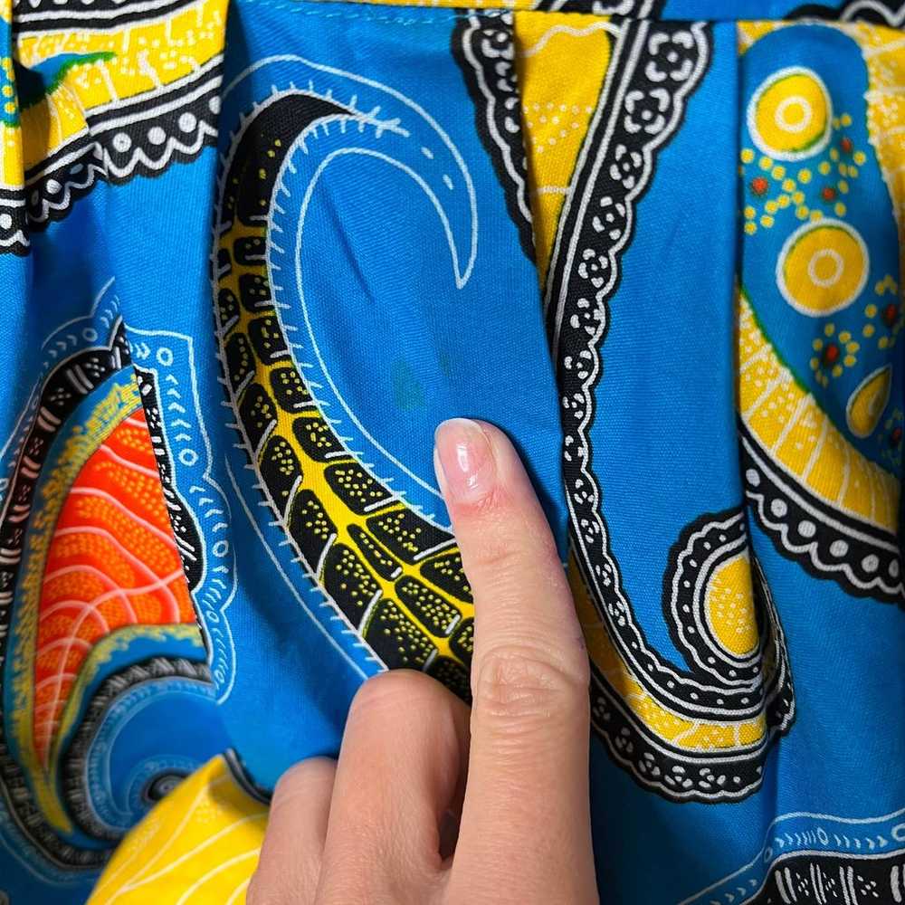 Moshita Couture Peplum Blouse Top 1X Blue Yellow … - image 11