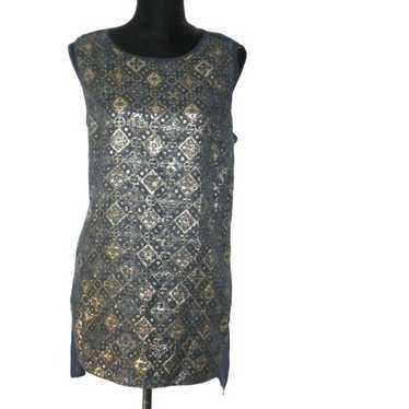 Lafayette 148 Sleeveless Top with Metallic Gold P… - image 1