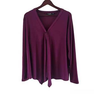 Sympli Burgundy Wine Tunic Button Front Top Jersey