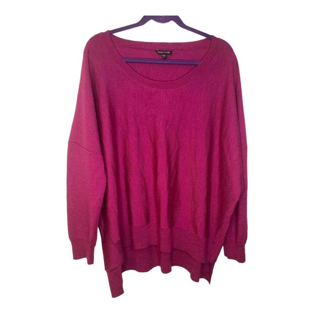 Eileen Fisher Purple Lightweight Wool Knit Dolman… - image 1