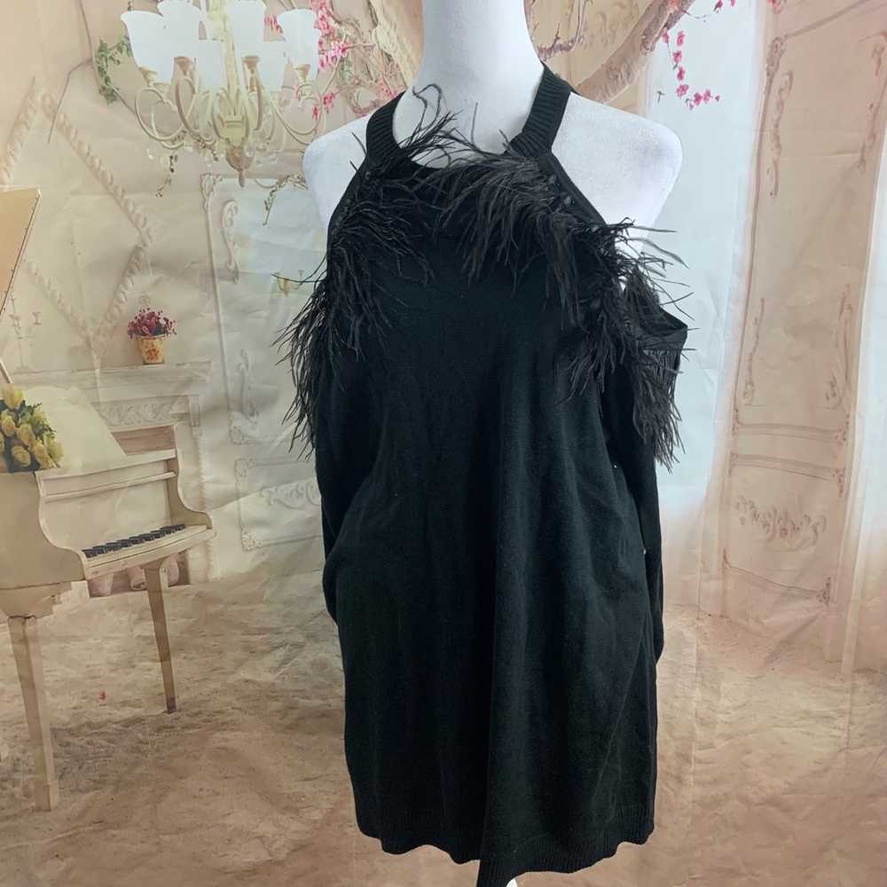 NEW Eloquii Cold Shoulder Sweater with Feather Tr… - image 2