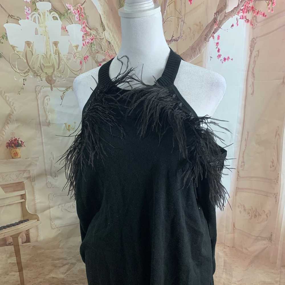 NEW Eloquii Cold Shoulder Sweater with Feather Tr… - image 3