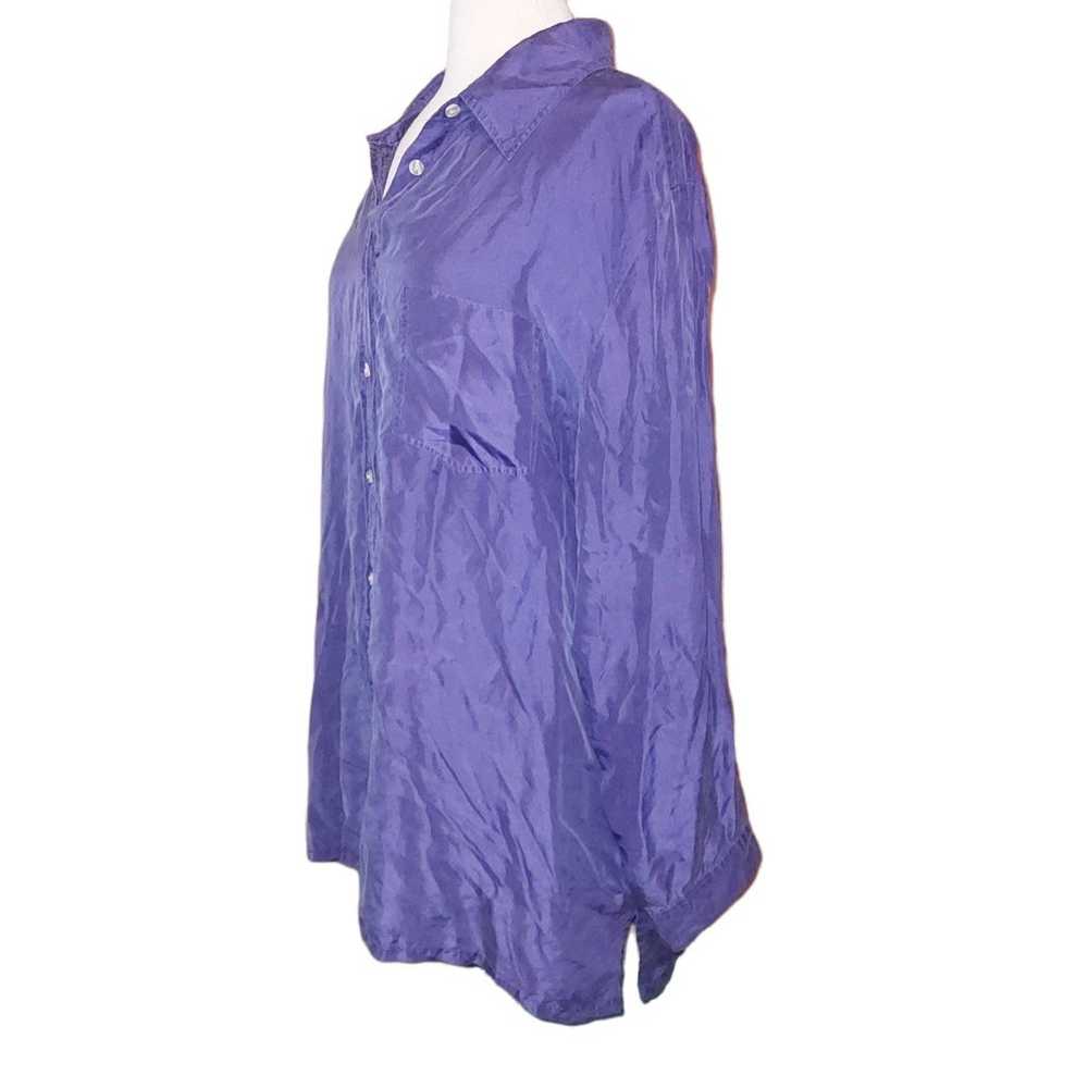 Avenue 22/24 Blouse Button Down Purple 100% Silk … - image 2