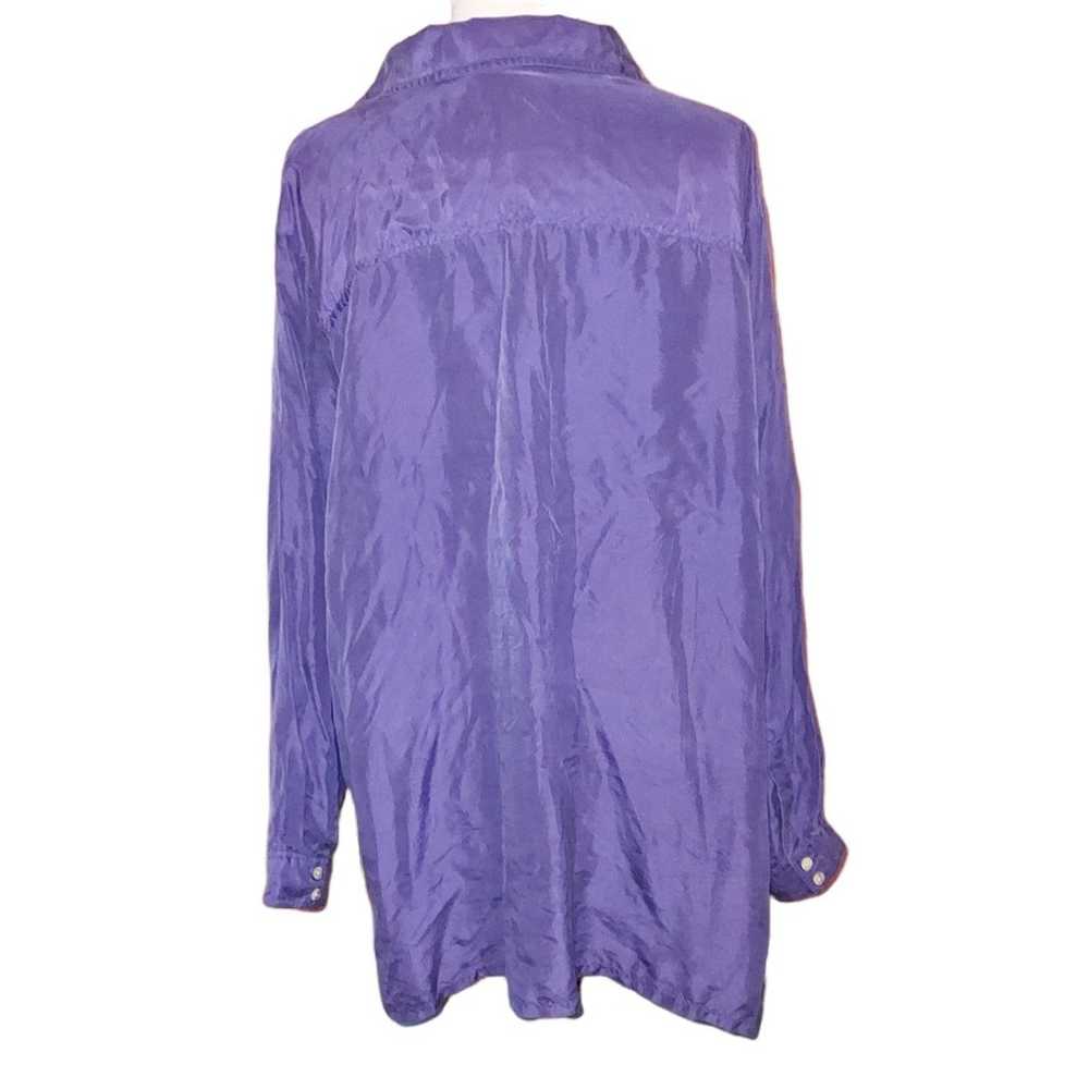 Avenue 22/24 Blouse Button Down Purple 100% Silk … - image 3