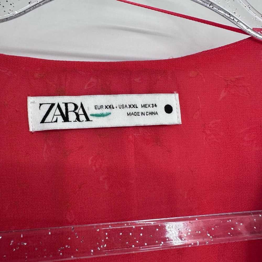 Zara Floral Wrap Around with a Belt Top Puff Shou… - image 6