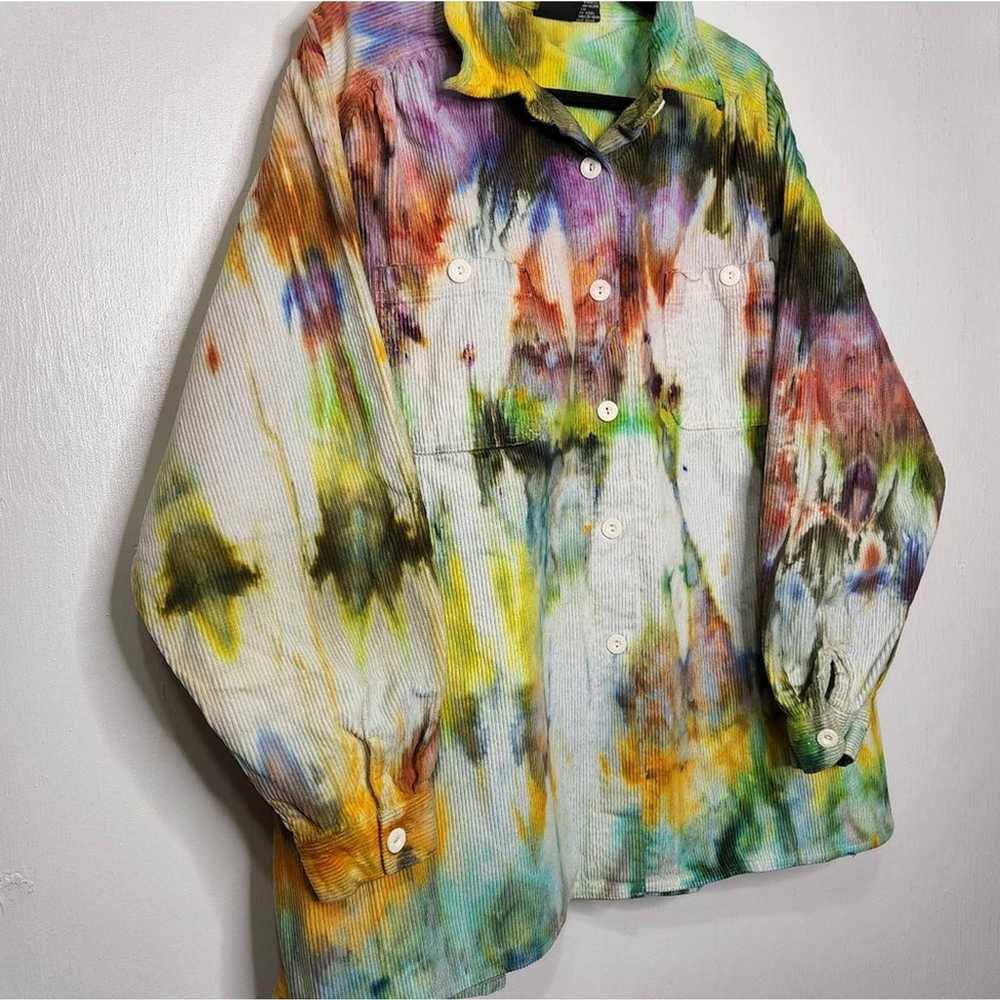 Vintage Custom Ice Tie Dye Corduroy Style Button … - image 7