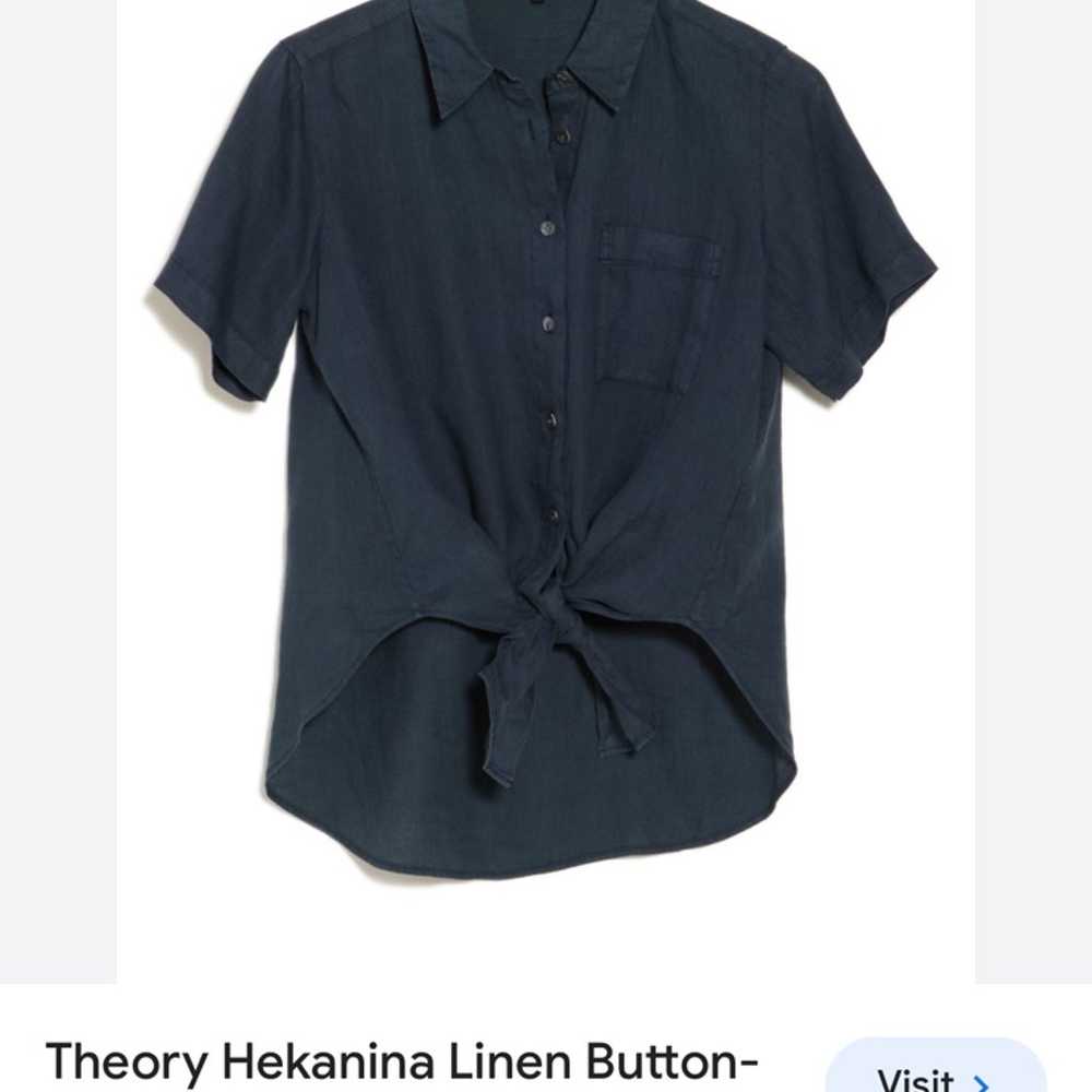 NWOT Theory Hekanina Tie-Front Button-Down Shirt - image 3