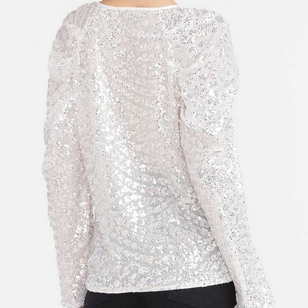 NEW! EXPRESS Ruched Puff Sleeve Sequin Blouse Top… - image 3