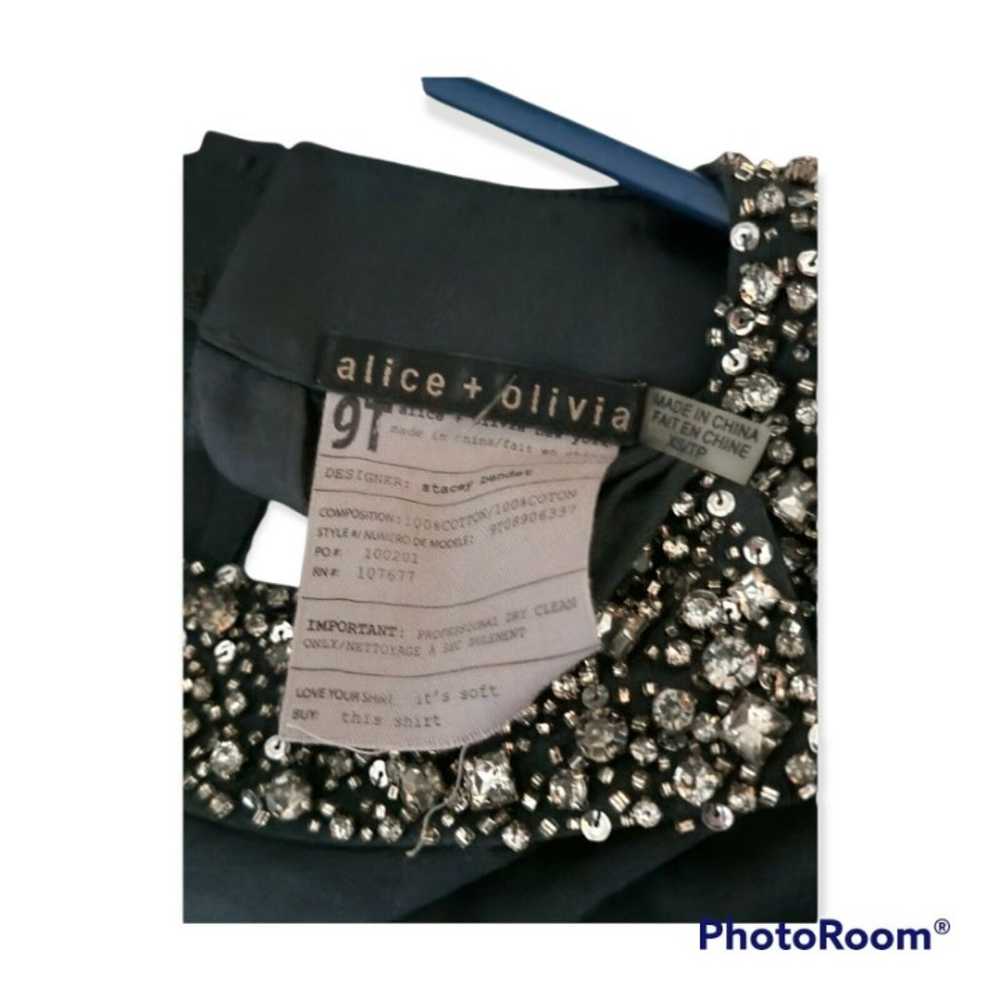 Alice + Olivia  Soft Gray Cotton Sequined And Rhi… - image 3