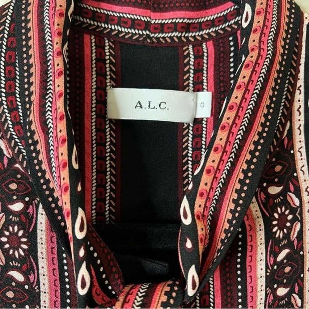 A.L.C. Leslie Silk Chiffon Stripe Bow Blouse Size… - image 9