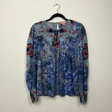Anthropologie Not So Serious Blue Blouse
