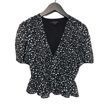 Allsaints Black Floral Surplice Ilia Pippa Wrap T… - image 1