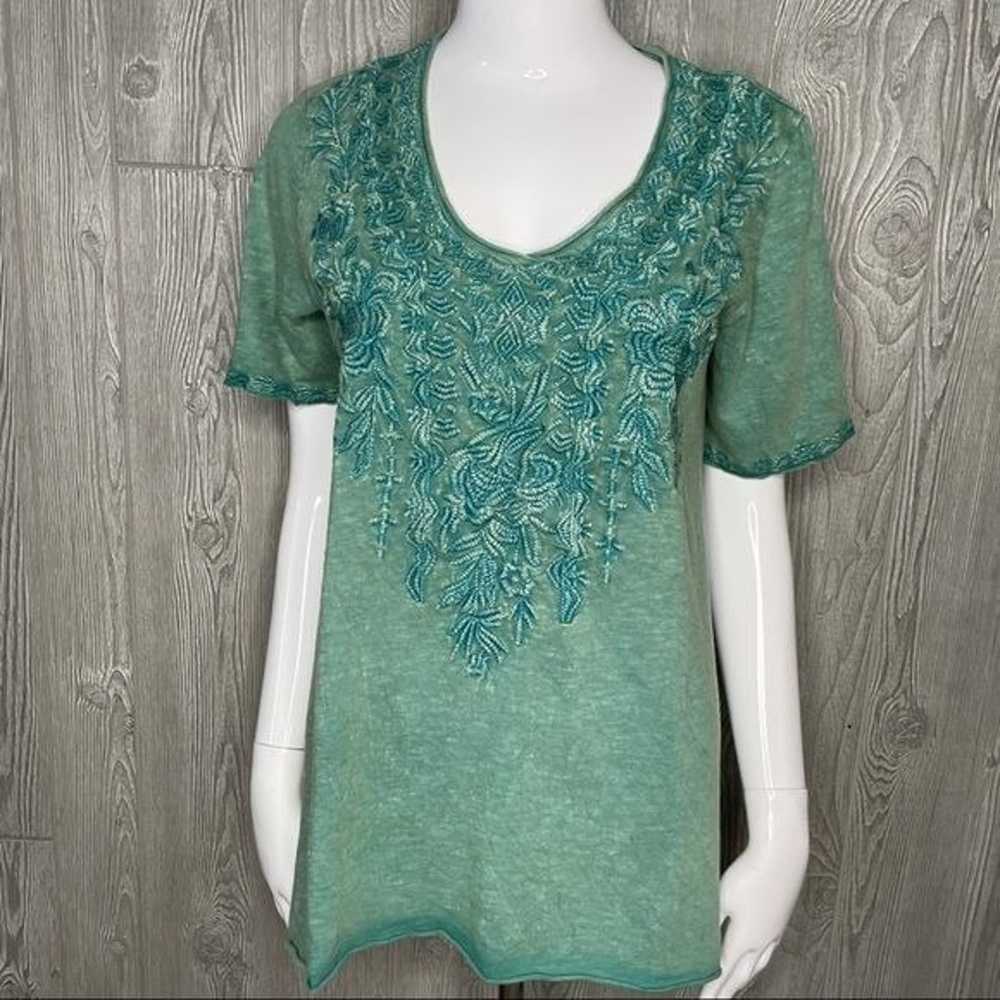 NWOT Caite cotton floral embroidered flair fit ov… - image 3