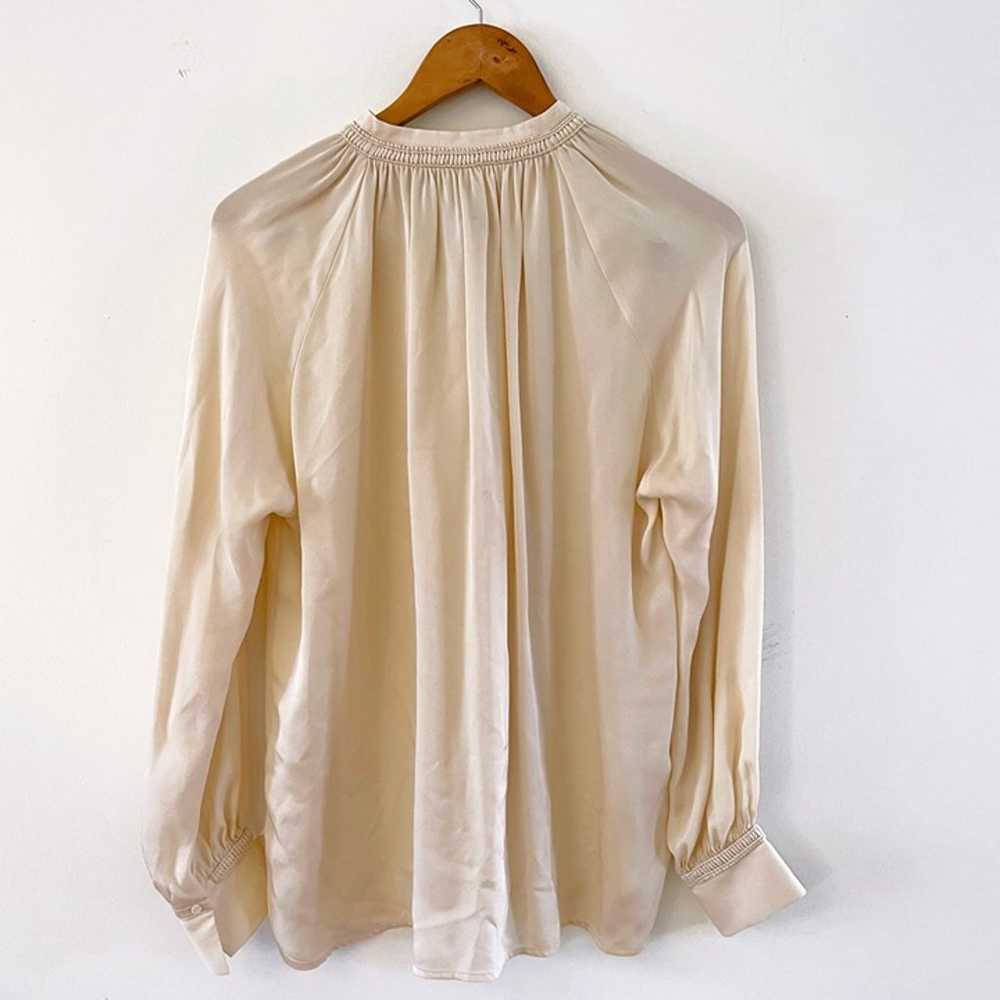 Vince Pleated Shirred Handstitch Silk Button Up B… - image 3