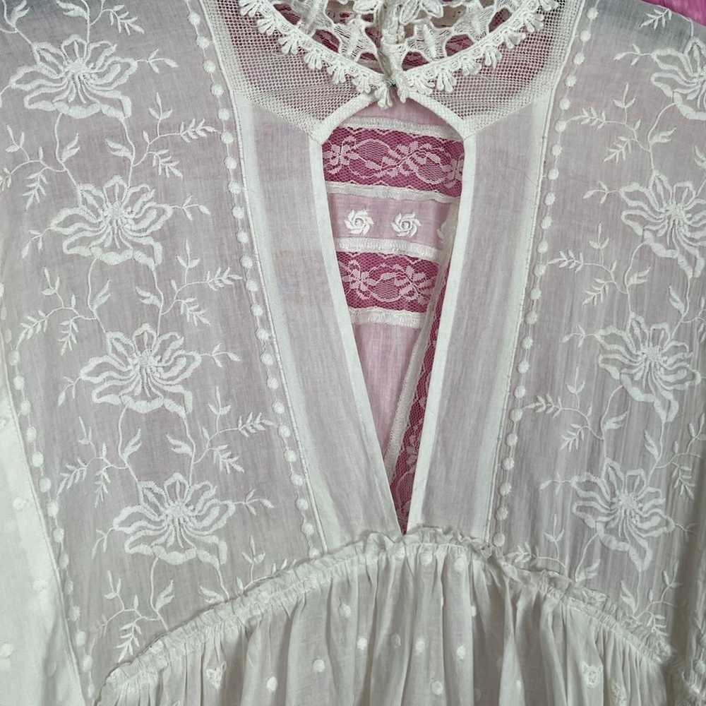 New Free people  white babydoll dress sz sm lace … - image 1