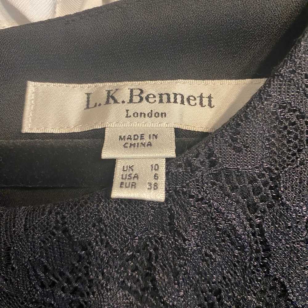 LK bennett silk black top lace detail EUC - image 3