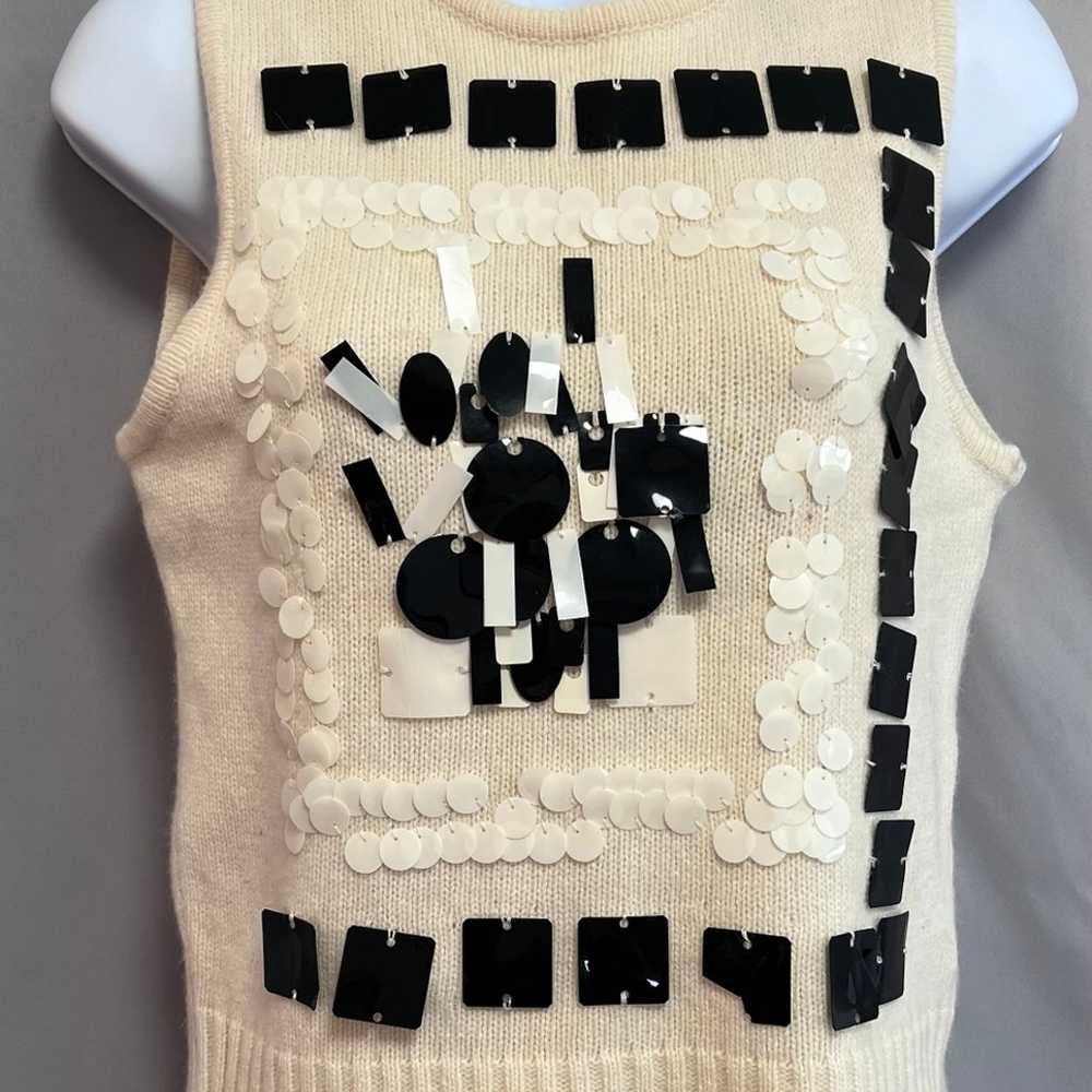 Vintage Y2K Miss Sixty Knitted Sleeveless Cream V… - image 1