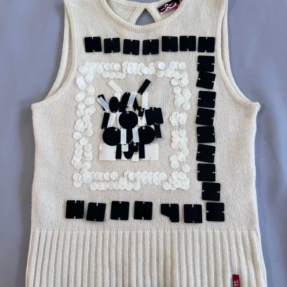 Vintage Y2K Miss Sixty Knitted Sleeveless Cream V… - image 3