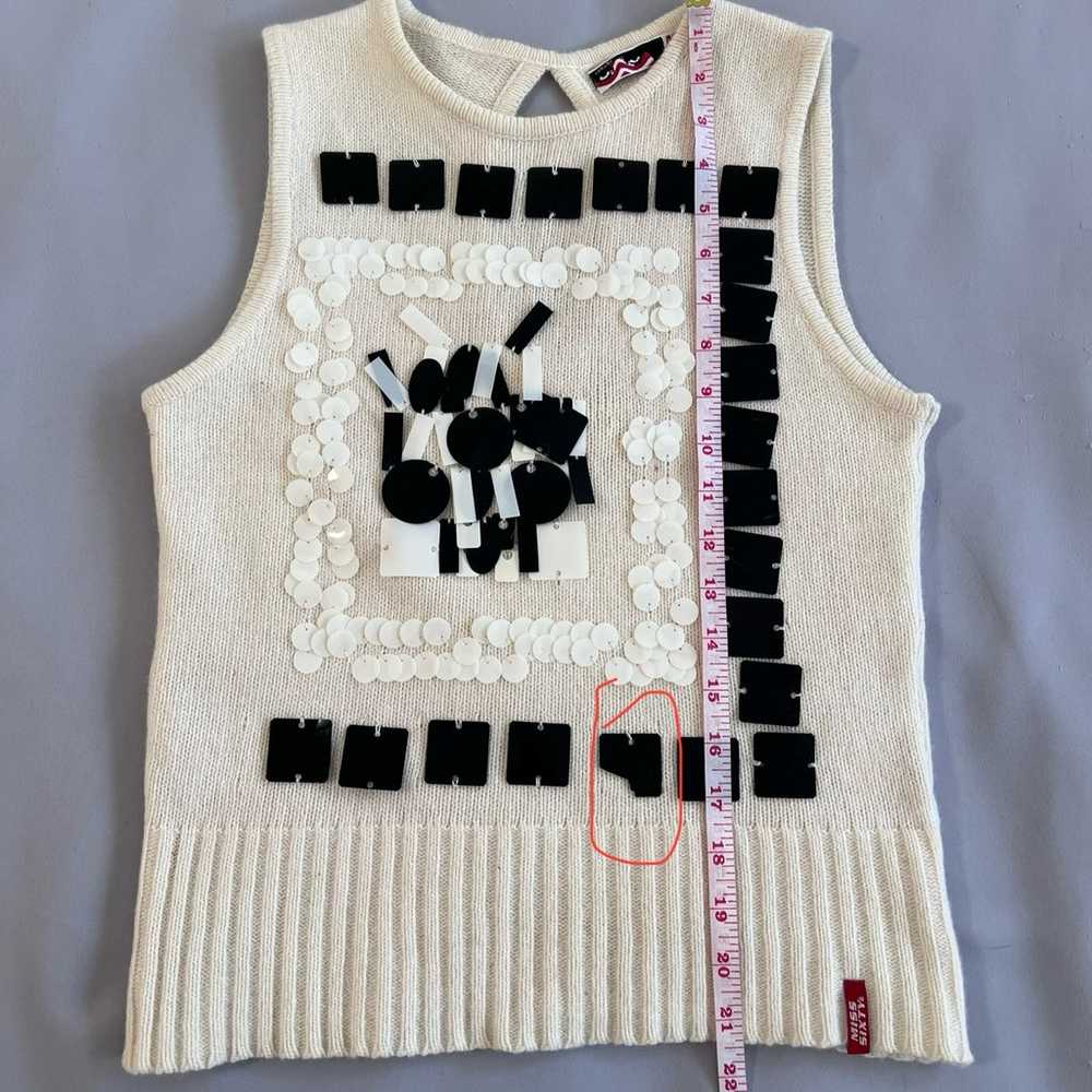 Vintage Y2K Miss Sixty Knitted Sleeveless Cream V… - image 6