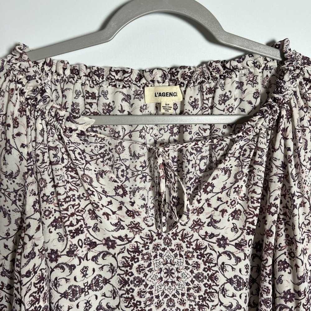 L’AGENCE 100% Silk Crawford Top Womens S Ivory Fl… - image 7