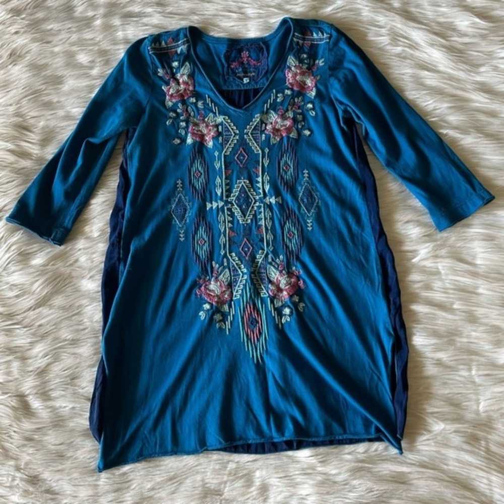 Johnny Was Mixed Media Embroidered V Neck Tunic T… - image 6
