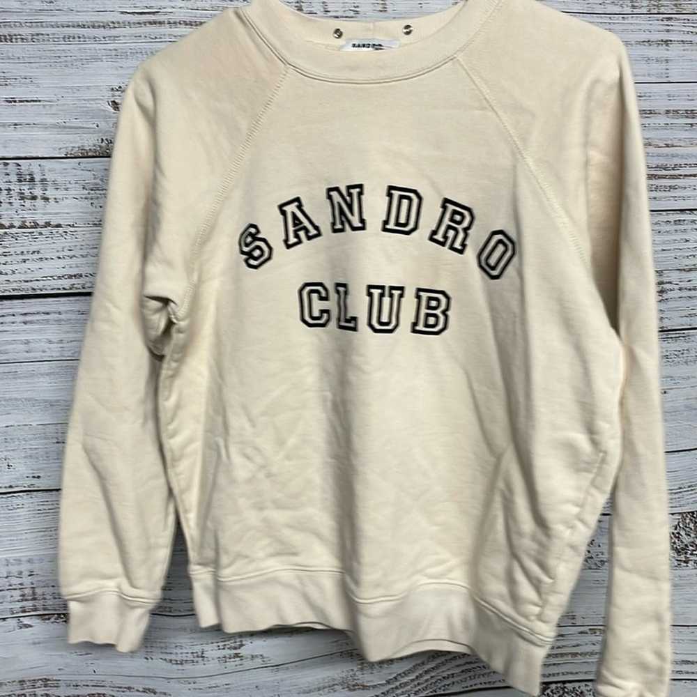 Sandro Club Graphic Sweatshirt Small Cream - image 2