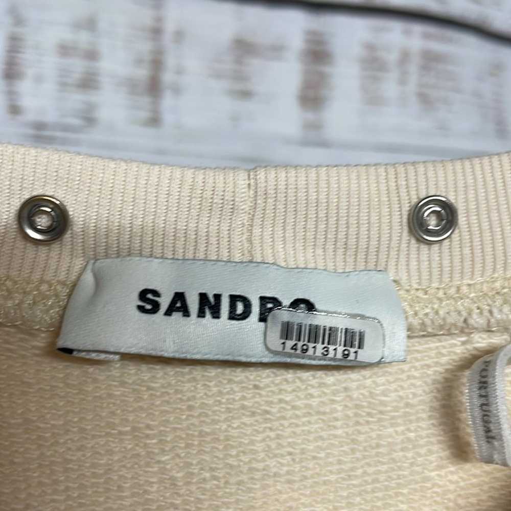 Sandro Club Graphic Sweatshirt Small Cream - image 4