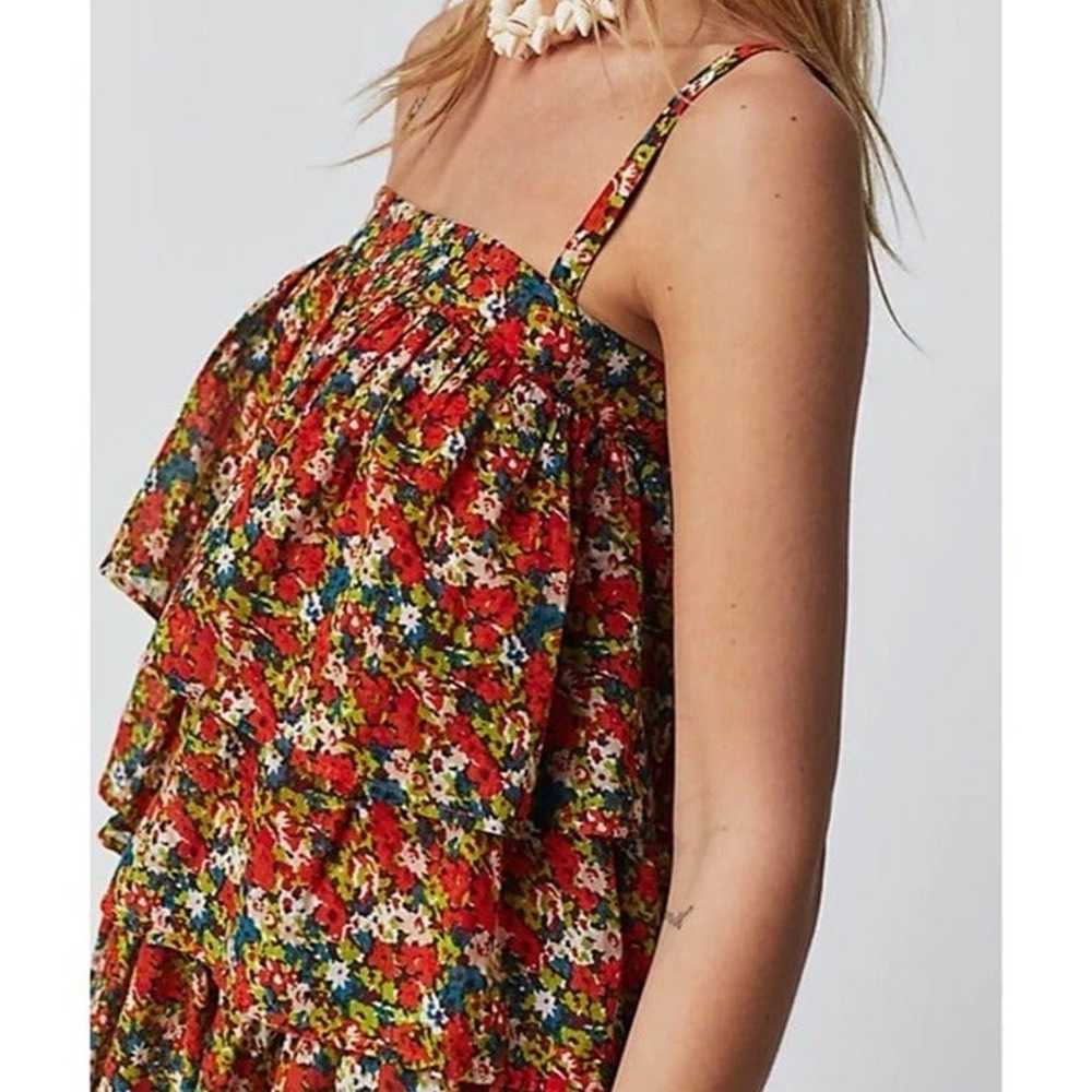 Free People Tunic Top Talia Green Floral Spaghett… - image 5