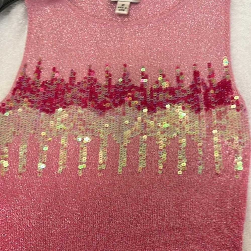 Vintage Cache “Barbie Pink “ sequin Tank Top - image 4