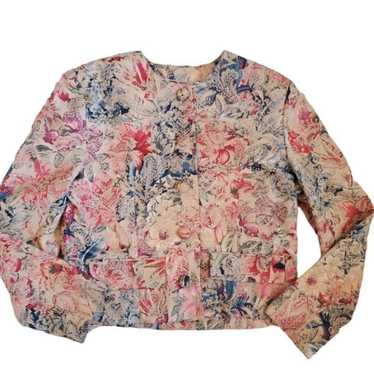 Vintage 80s 90 J Jill Thin Tapestry Floral Jacket… - image 1