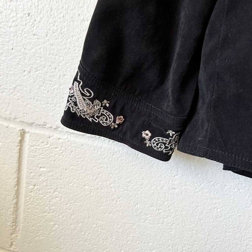 Susan Graver Black Suede Embroidered Cowgirl Butt… - image 2