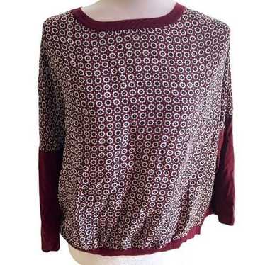 Max Mara maroon red floral lightweight long sleeve - image 1