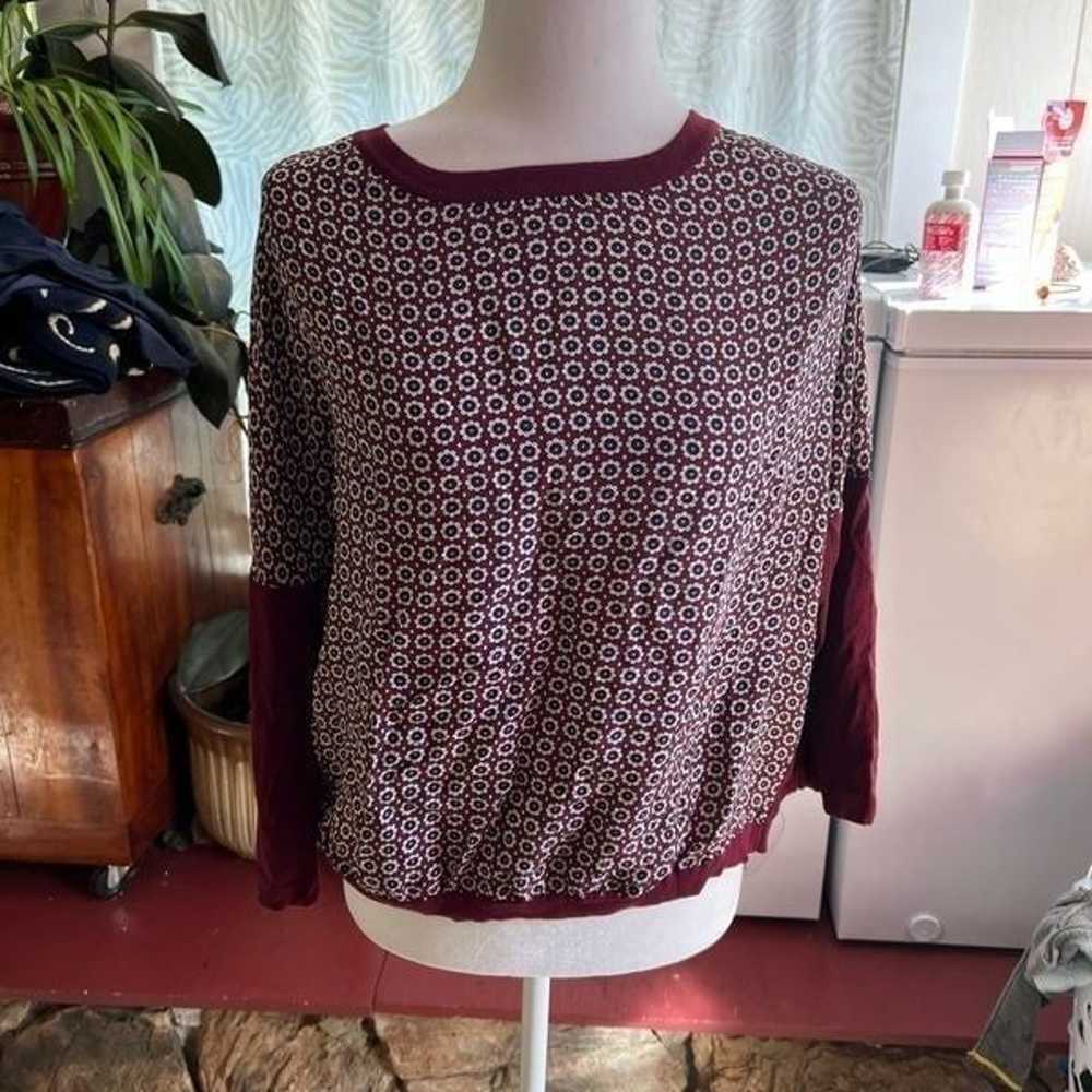 Max Mara maroon red floral lightweight long sleeve - image 2
