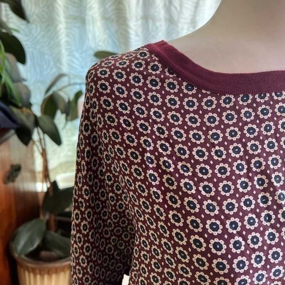 Max Mara maroon red floral lightweight long sleeve - image 3