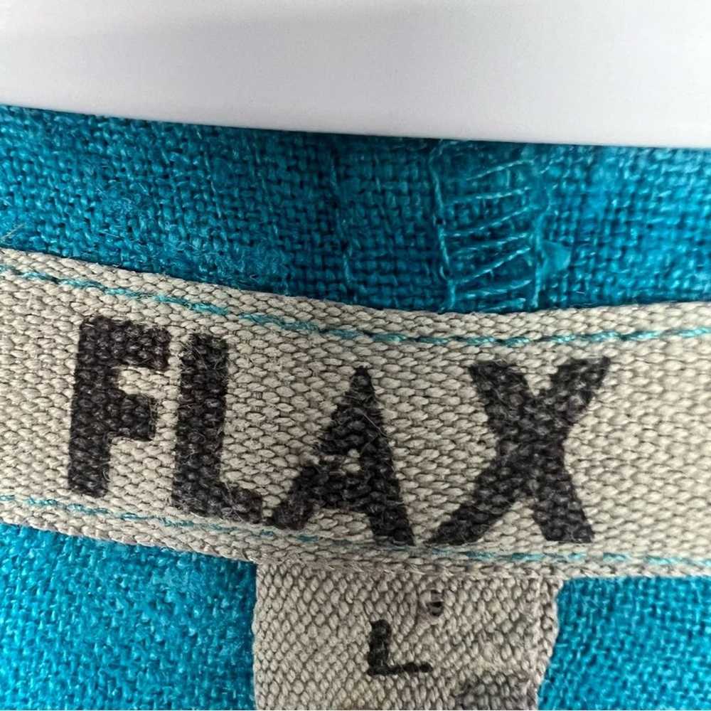 Flax linen button up shirt top size L - image 3