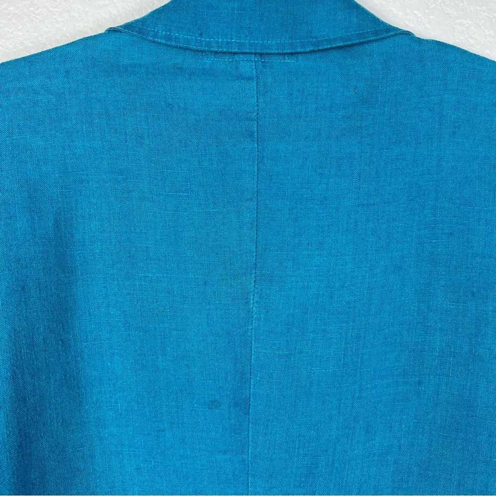 Flax linen button up shirt top size L - image 7
