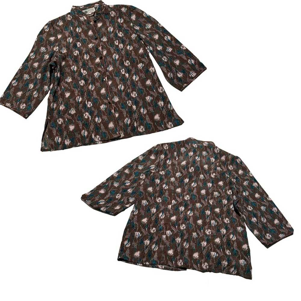 1970s Abstract Asian Button Up Kimono Shirt Manda… - image 3