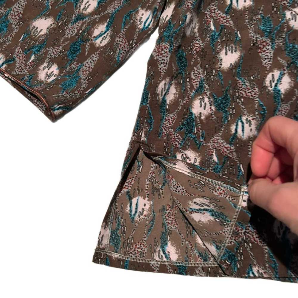1970s Abstract Asian Button Up Kimono Shirt Manda… - image 4